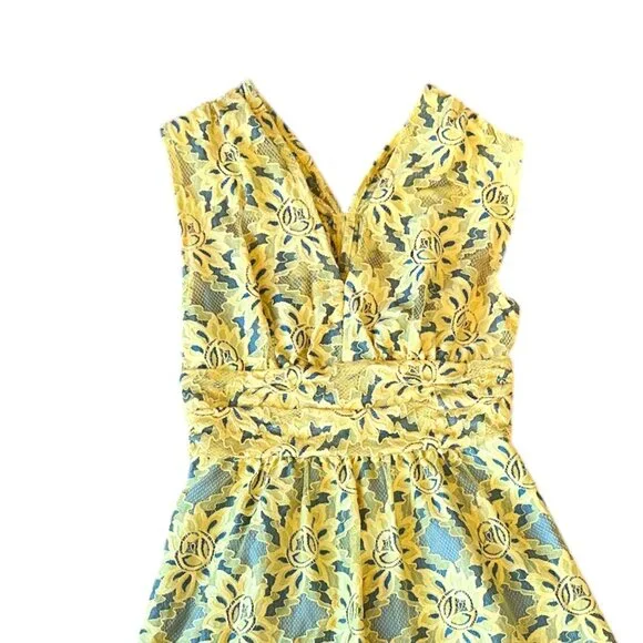 Plenty by Tracy Reese niki dress in garden trellis yellow & blue - Picture 3 of 8
